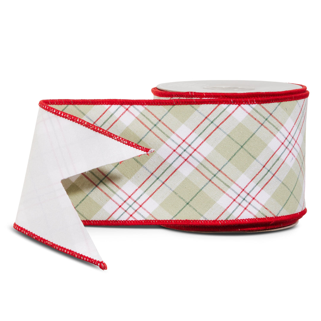 Sage Plaid Wired Ribbon