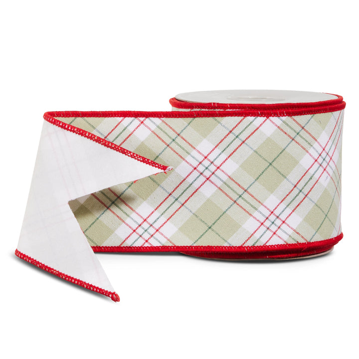 Sage Plaid Wired Ribbon
