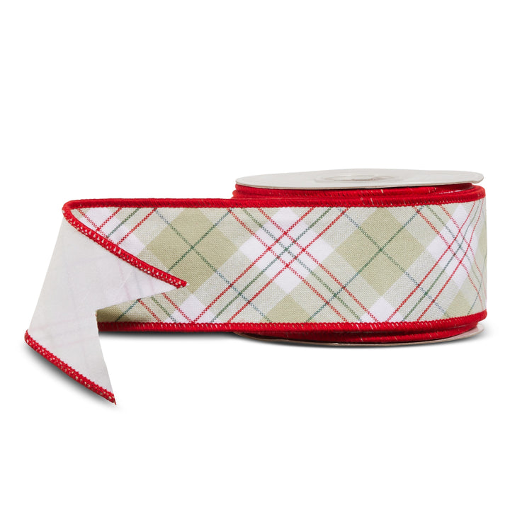 Sage Plaid Wired Ribbon