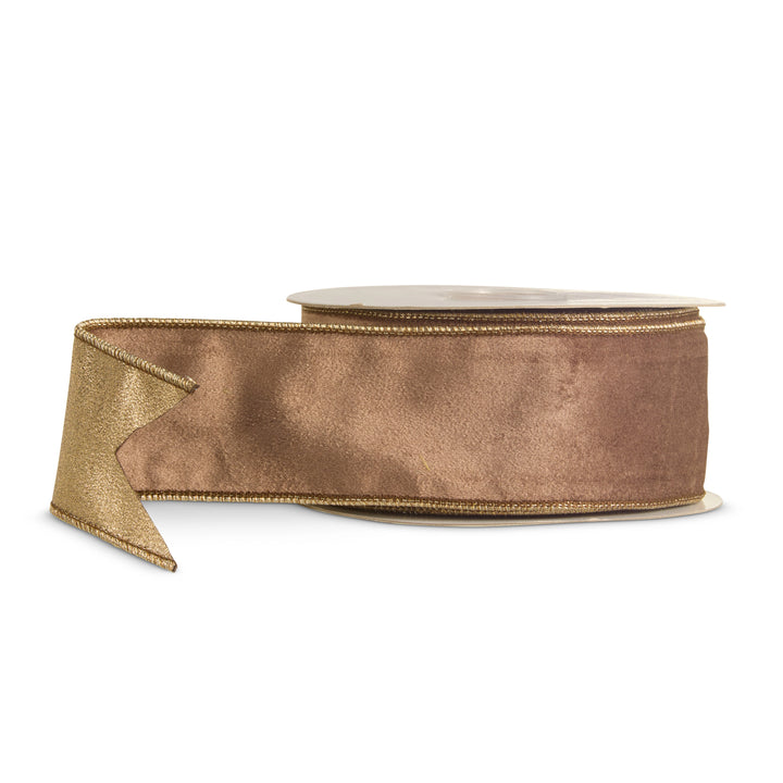 Brown Suede &amp; Metallic Wired Ribbon