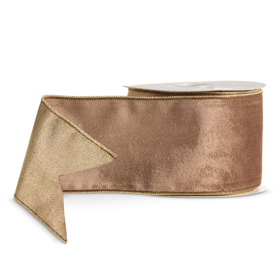 Brown Suede &amp; Metallic Wired Ribbon
