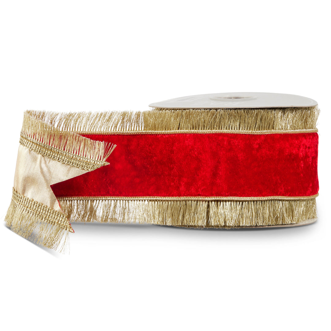 Red Velvet Fringe Wired Ribbon