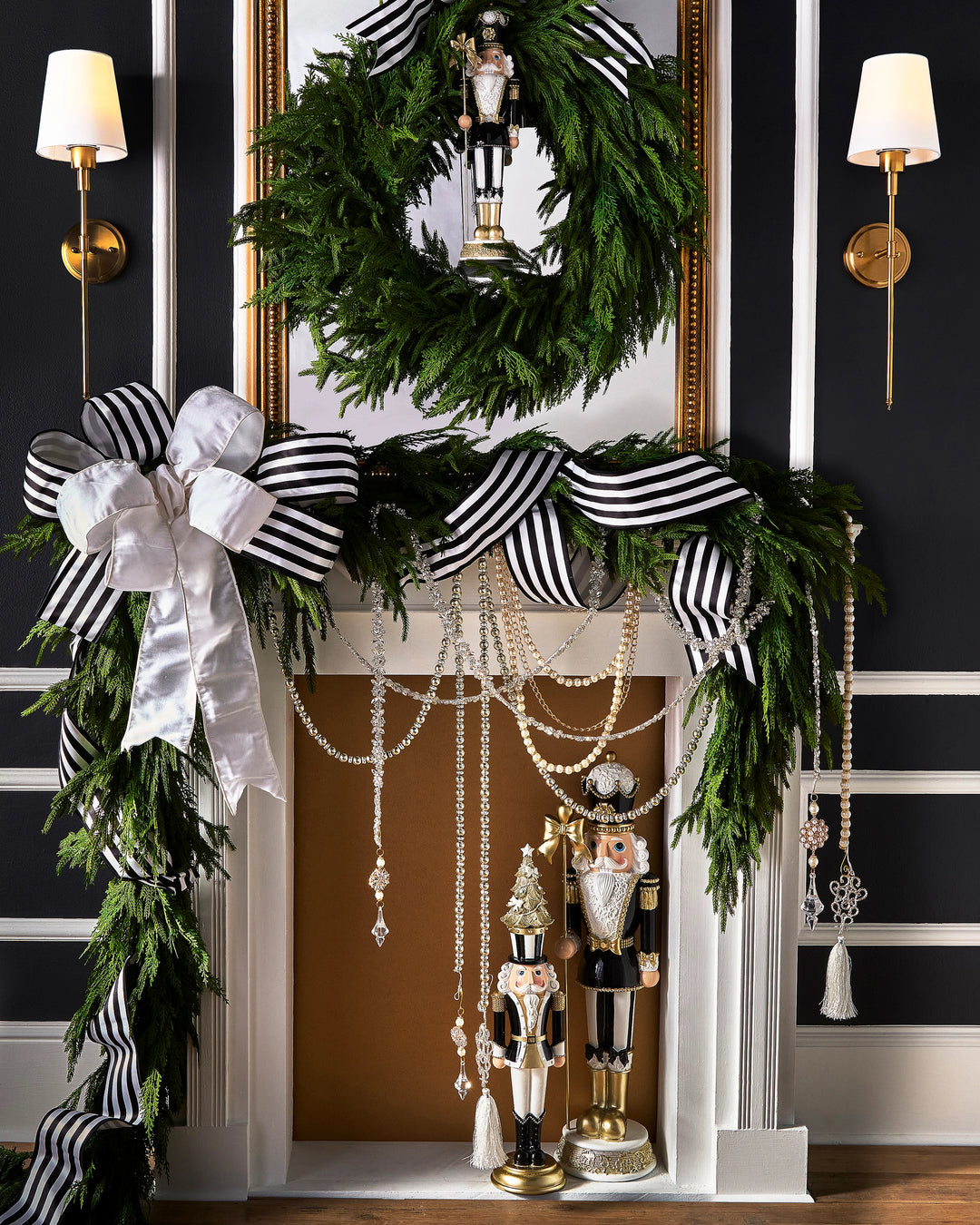 Black &amp; White Striped Satin Wired Ribbon