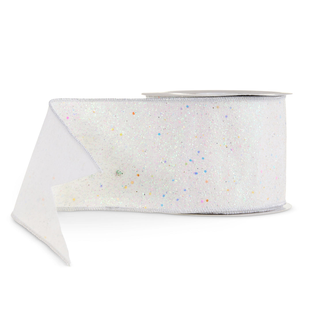 White &amp; Multicolored Glitter Wired Ribbon