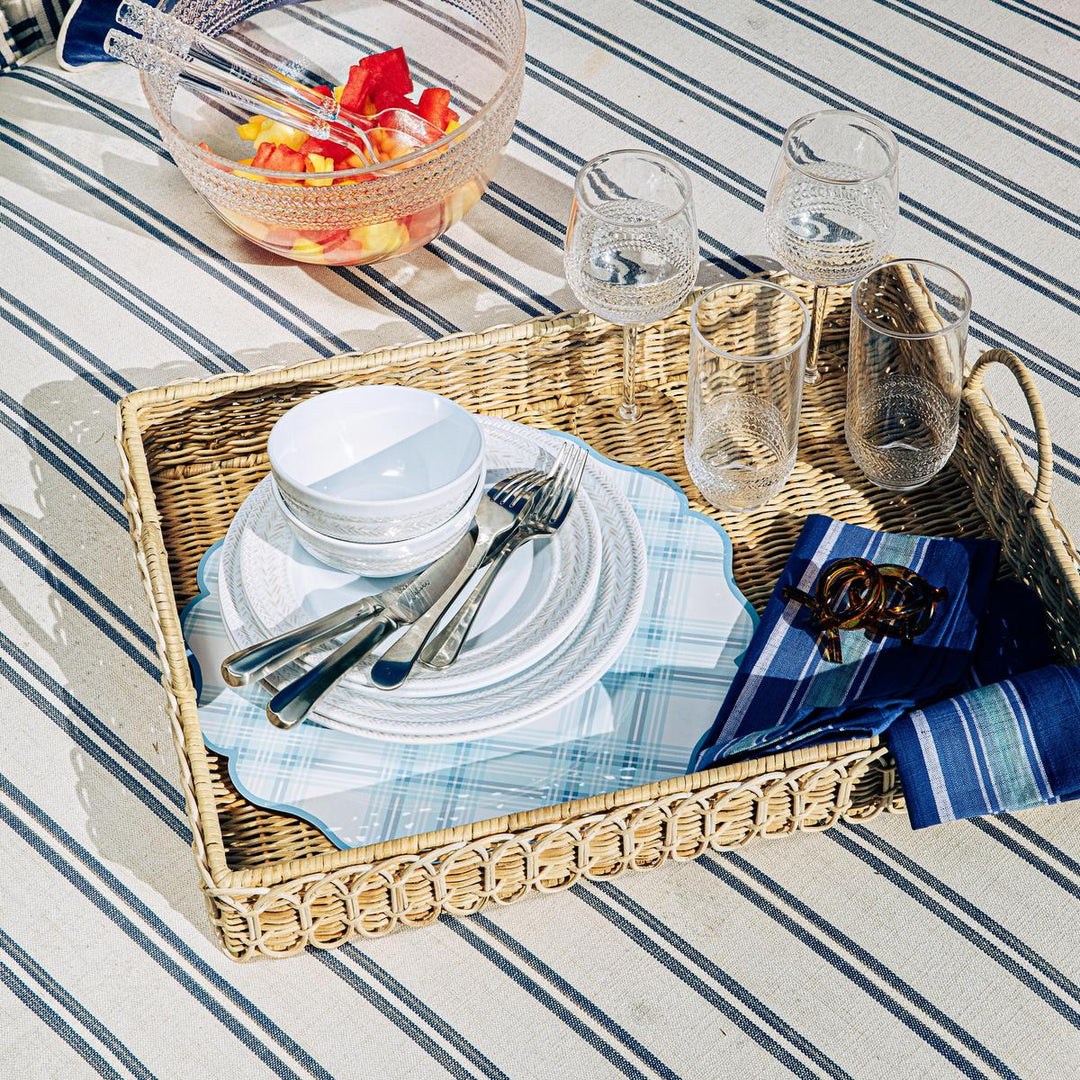 Provence Rattan Rectangular Tray - Whitewash