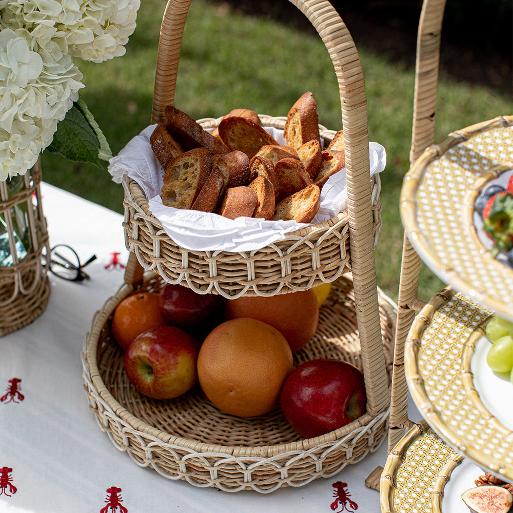 Provence Rattan Two Tiered Server - Whitewash