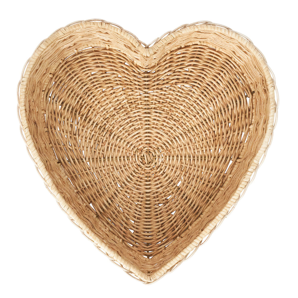 Provence Rattan 16" Heart Tray - Whitewash