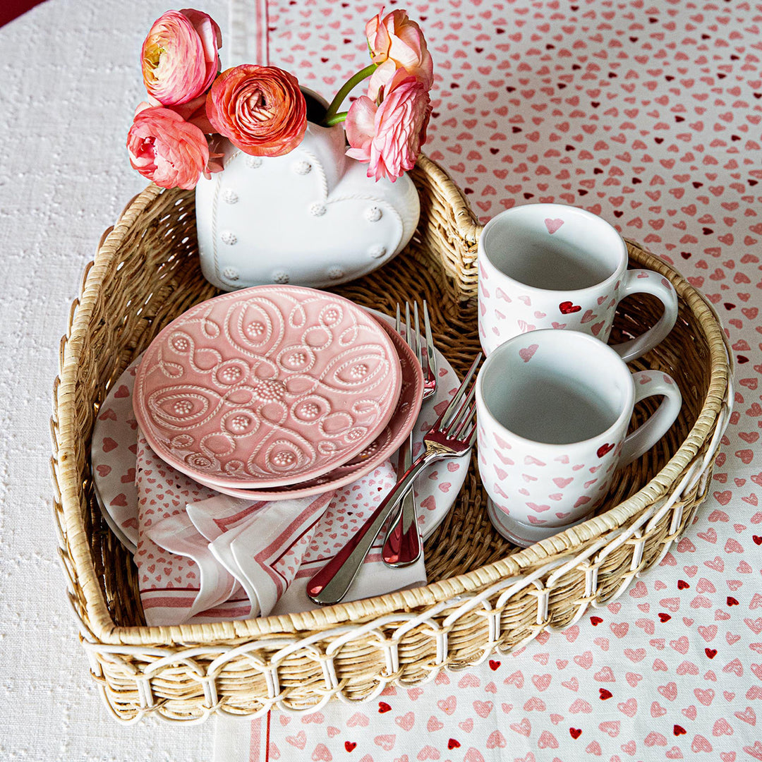 Provence Rattan 16" Heart Tray - Whitewash