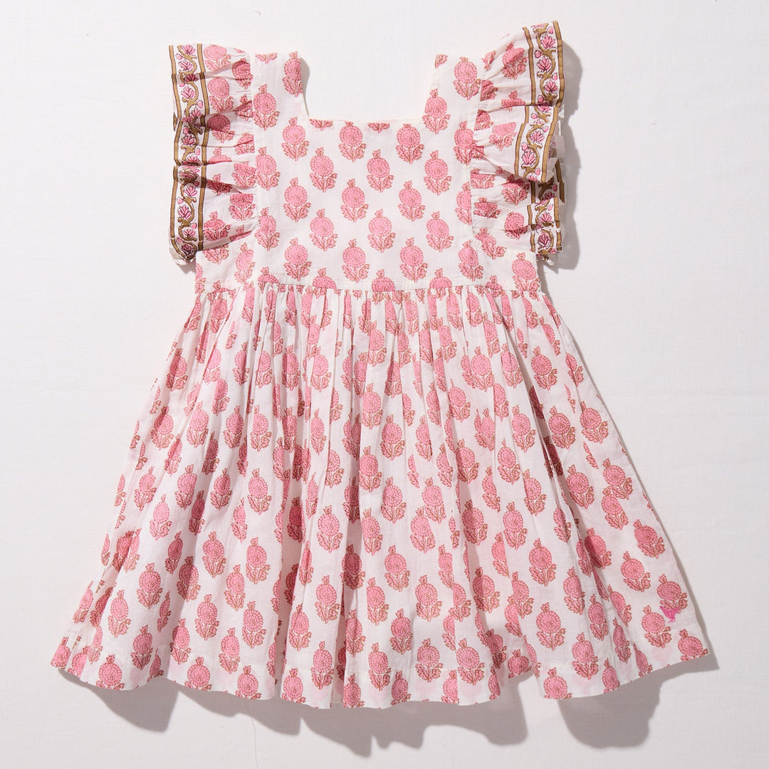 Girls Elsie Dress - Pink Dahlia Floral