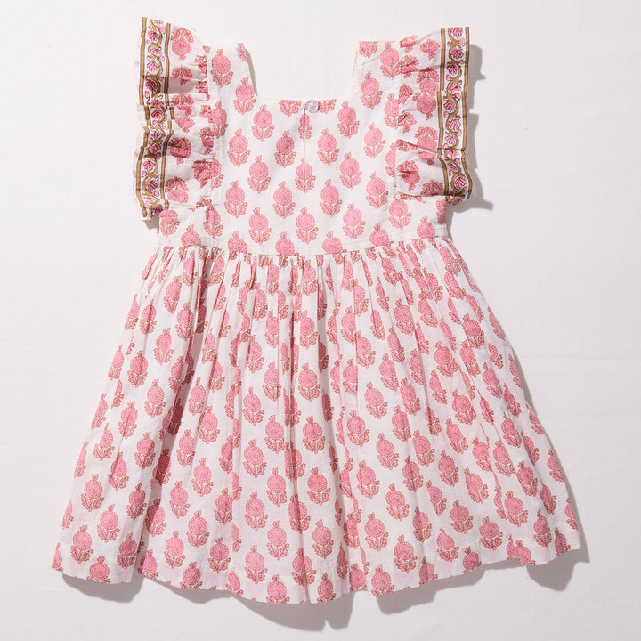 Girls Elsie Dress - Pink Dahlia Floral