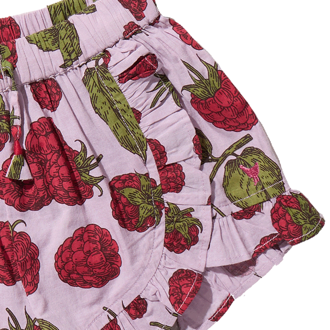 Girls Millie Ruffle Short - Lavender Raspberries