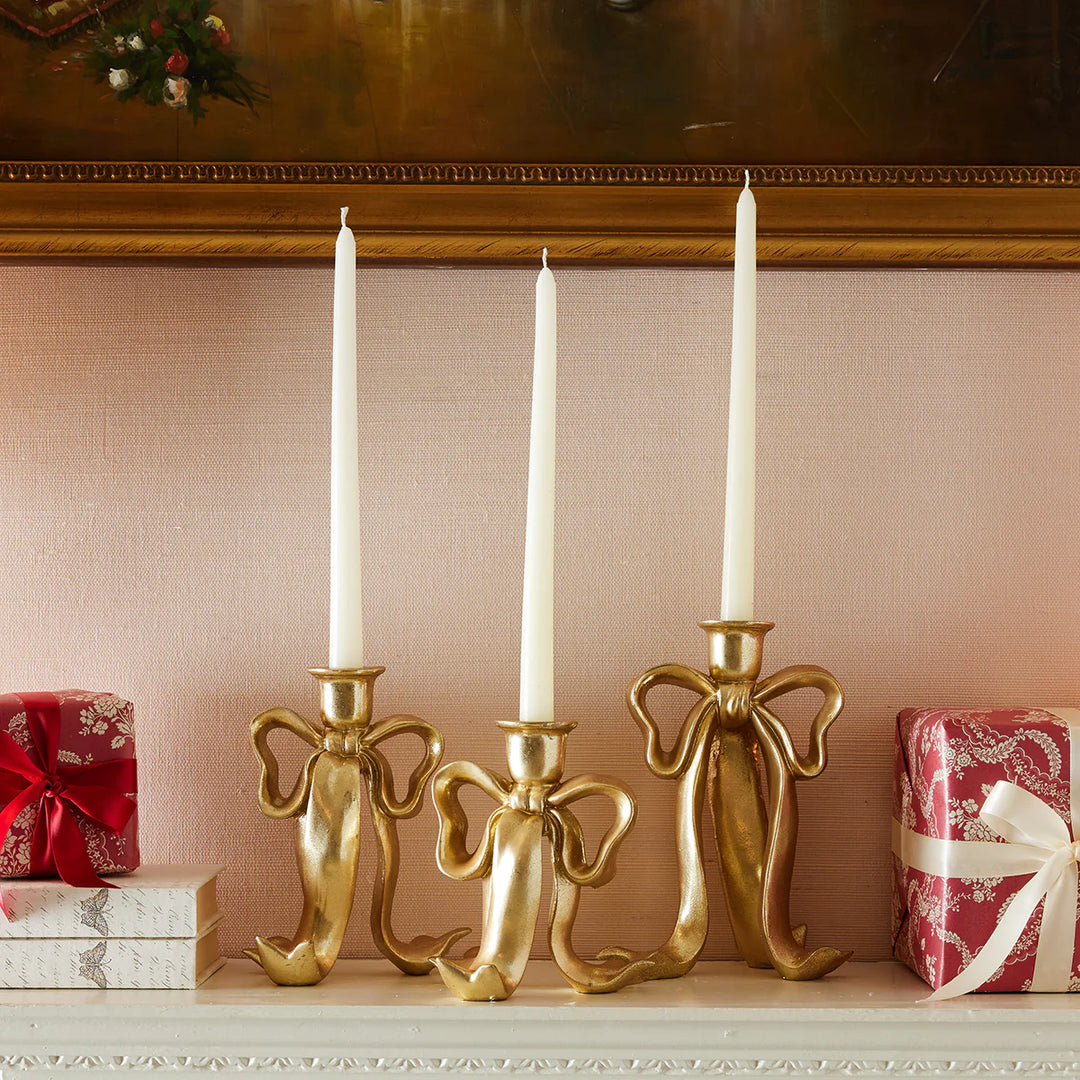 Gold Bow Candlesticks