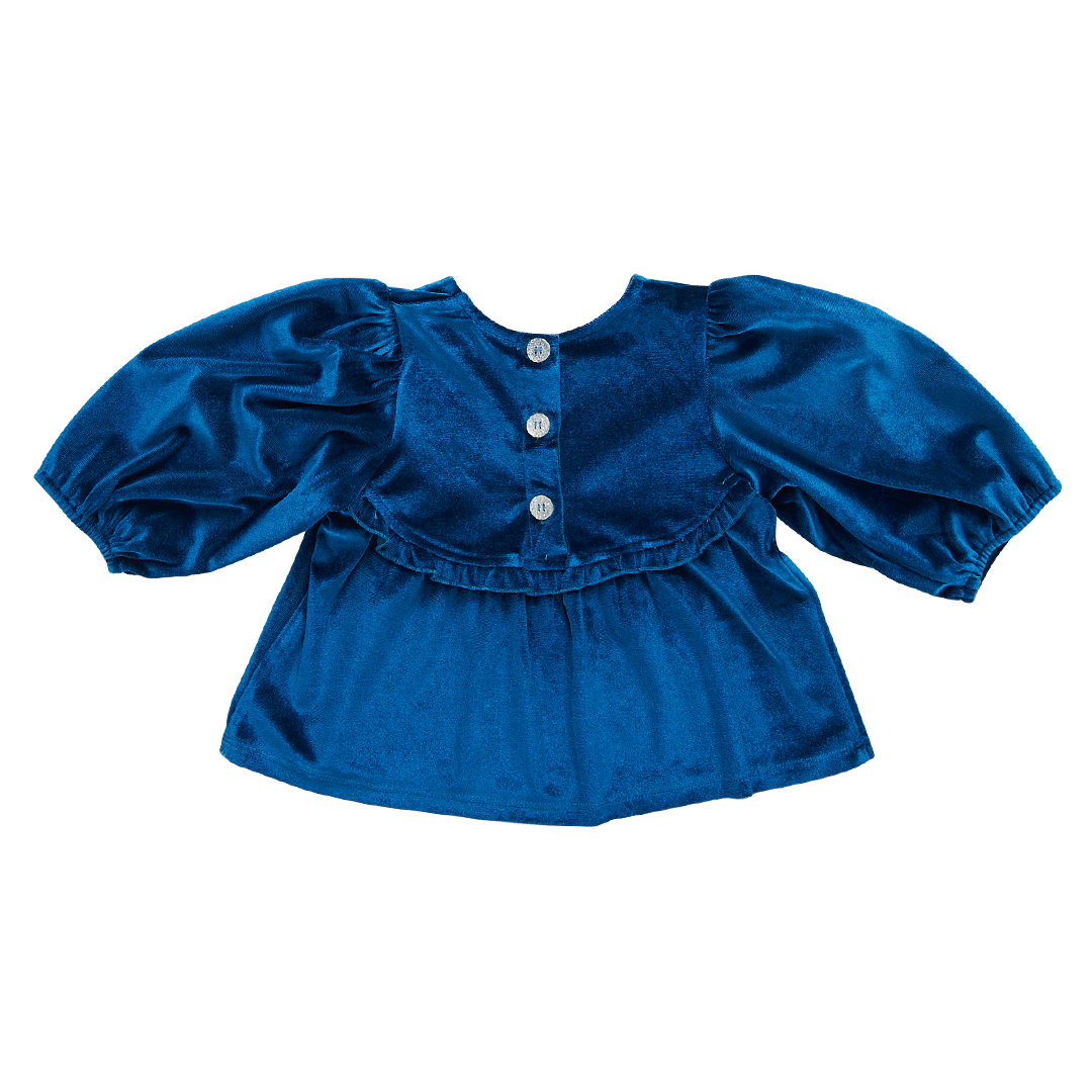 Girls Velour Rowan Top - Midnight Blue