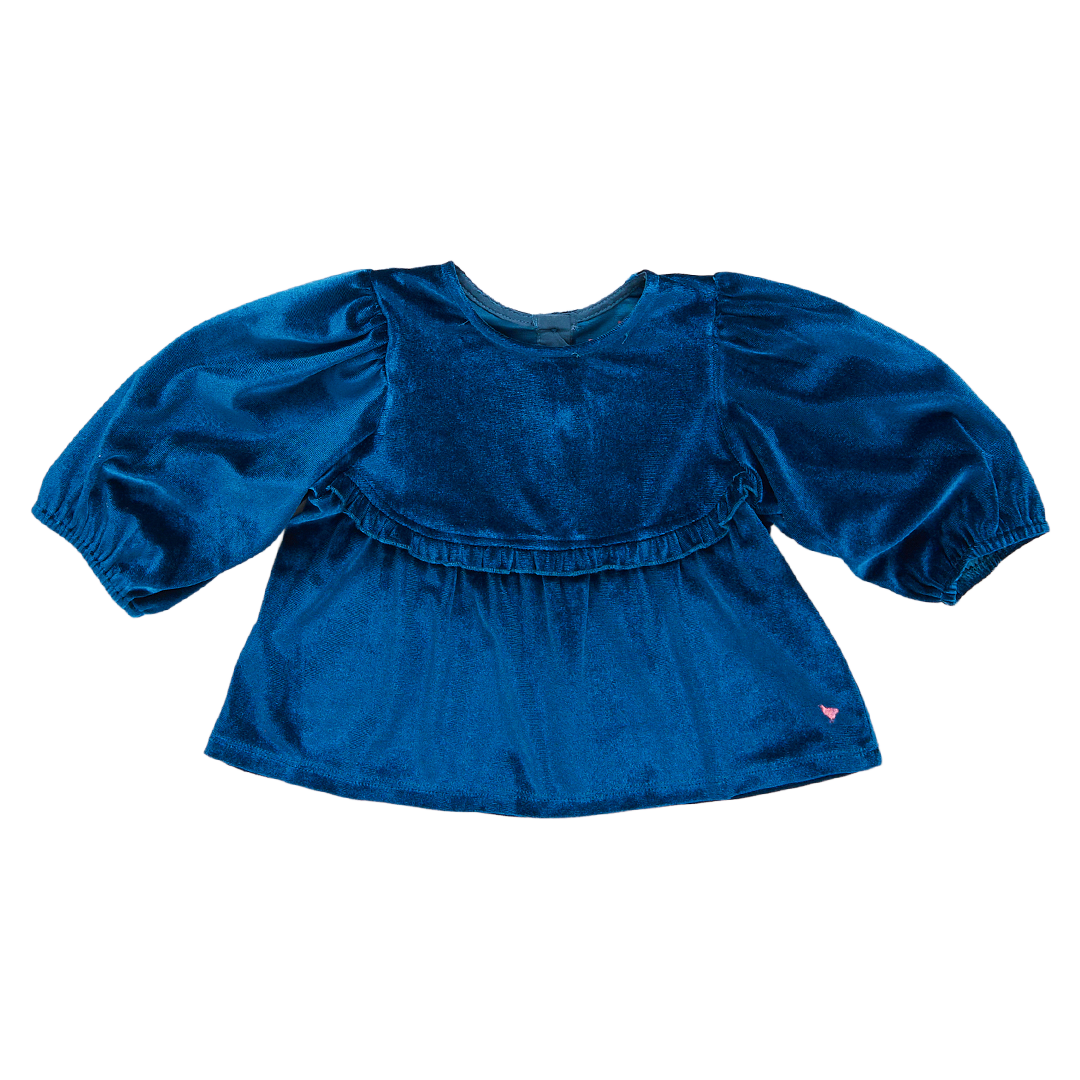 Girls Velour Rowan Top - Midnight Blue