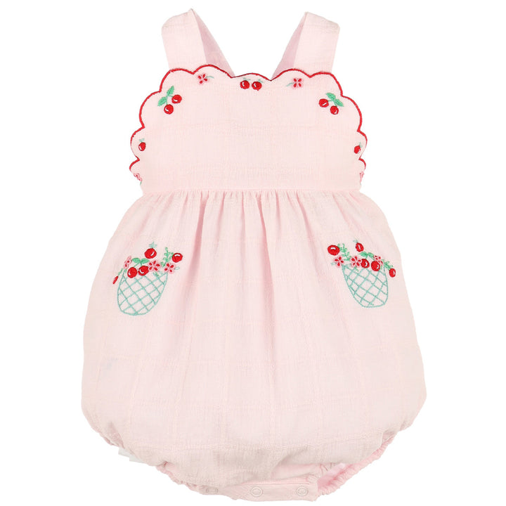 Cherries Pink Gauze Sunsuit