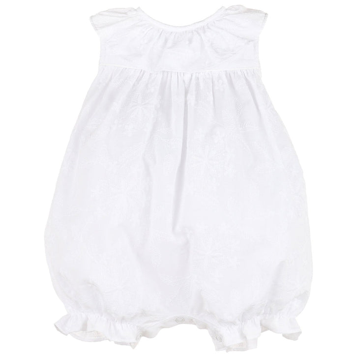 White On White Embroidered Bubble w/ Bow Back