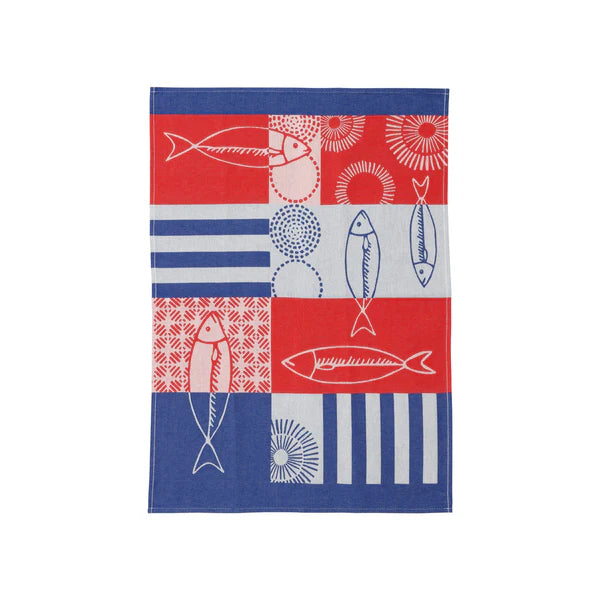 Strofinaccio Blue, White, and Red Fish Towels - Set Of 2