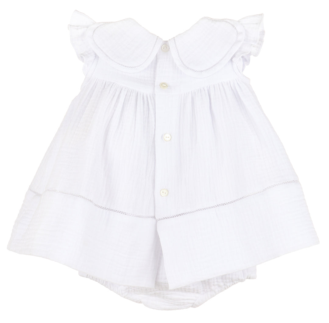 White Cuddle Cotton Petal Float Dress