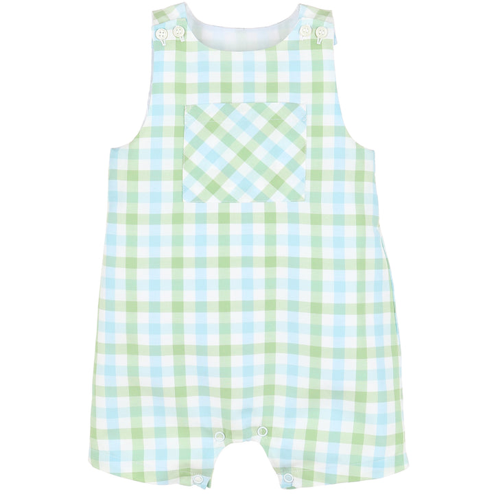 Blue & Green Pastel Plaid Pocket John John