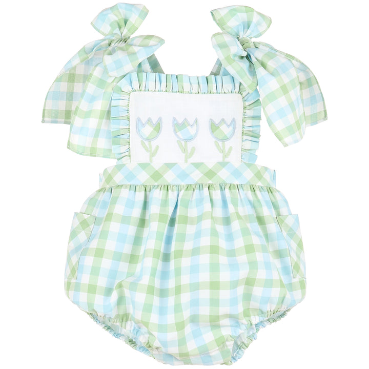 Blue & Green Pastel Plaid Sunsuit
