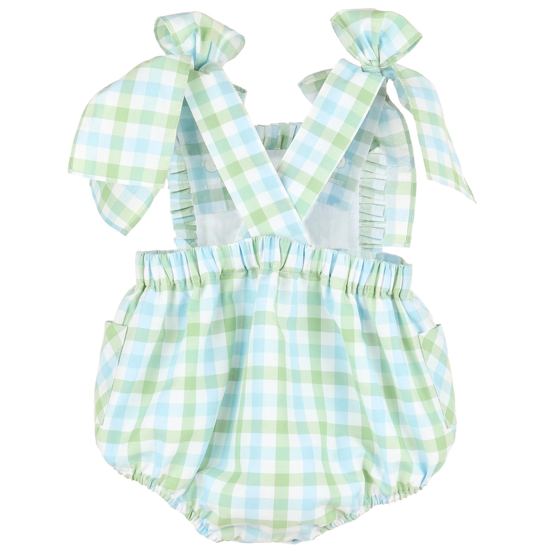 Blue & Green Pastel Plaid Sunsuit