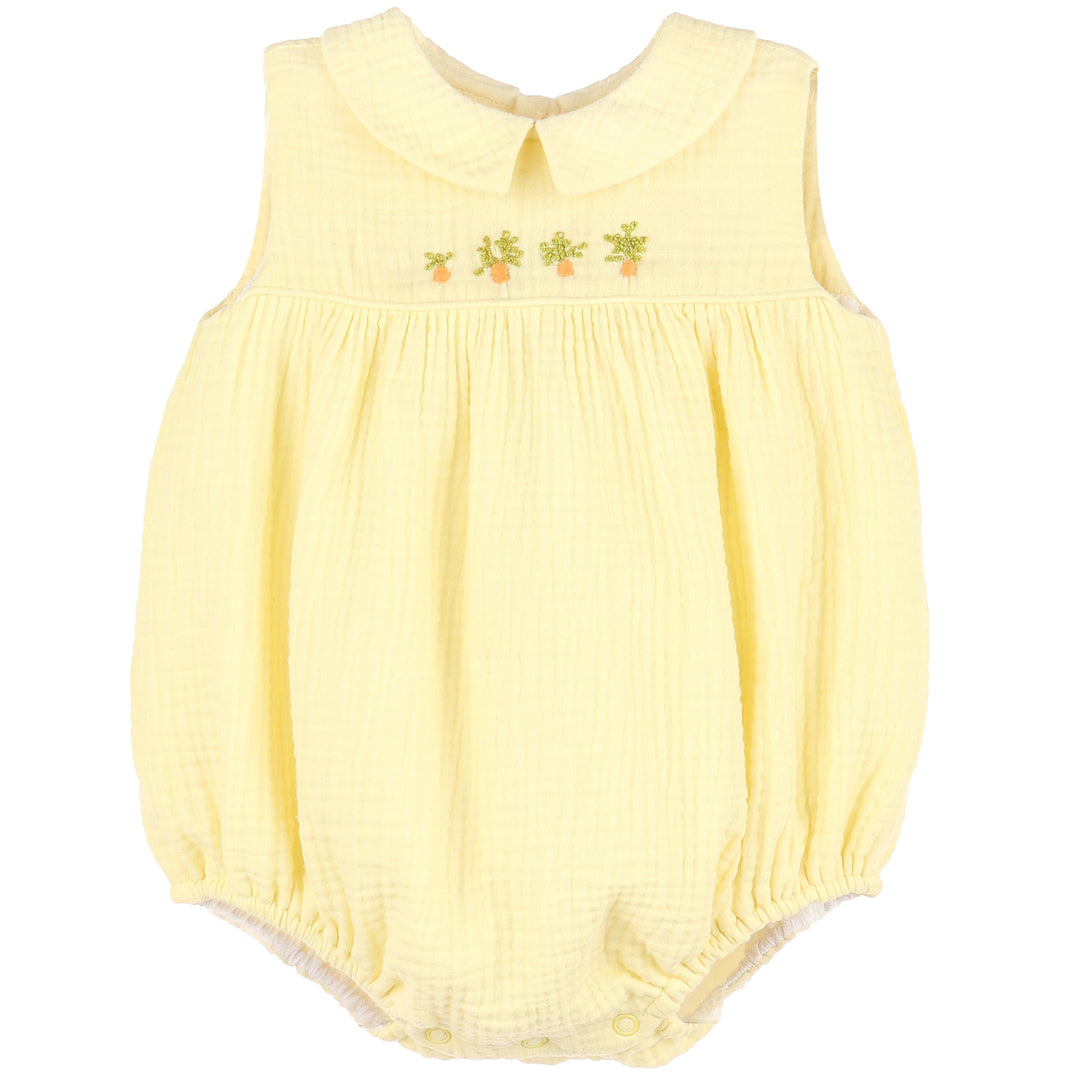 Yellow Cuddle Cotton Bubble w/ Embroidered Carrots