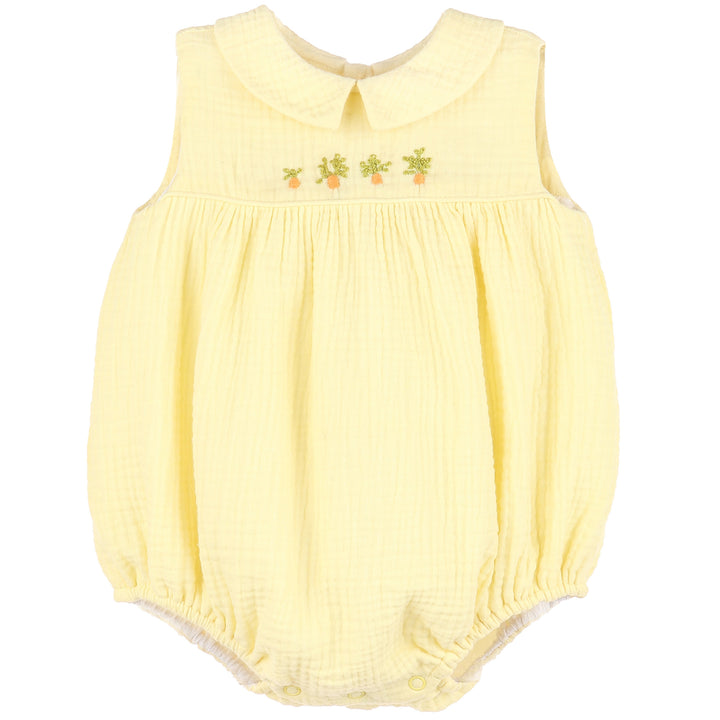Yellow Cuddle Cotton Bubble w/ Embroidered Carrots