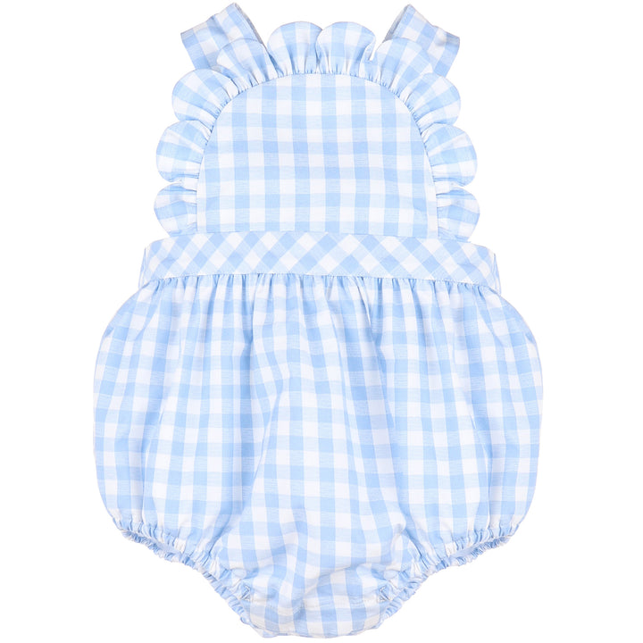 Blue Classic Gingham Ruffle Sunsuit