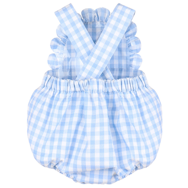 Blue Classic Gingham Ruffle Sunsuit