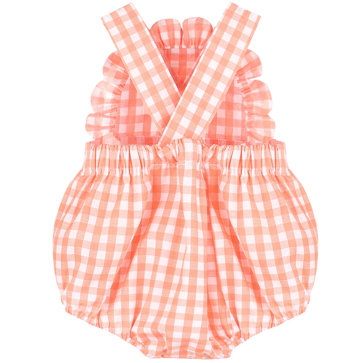 Orange Classic Gingham Ruffle Sunsuit