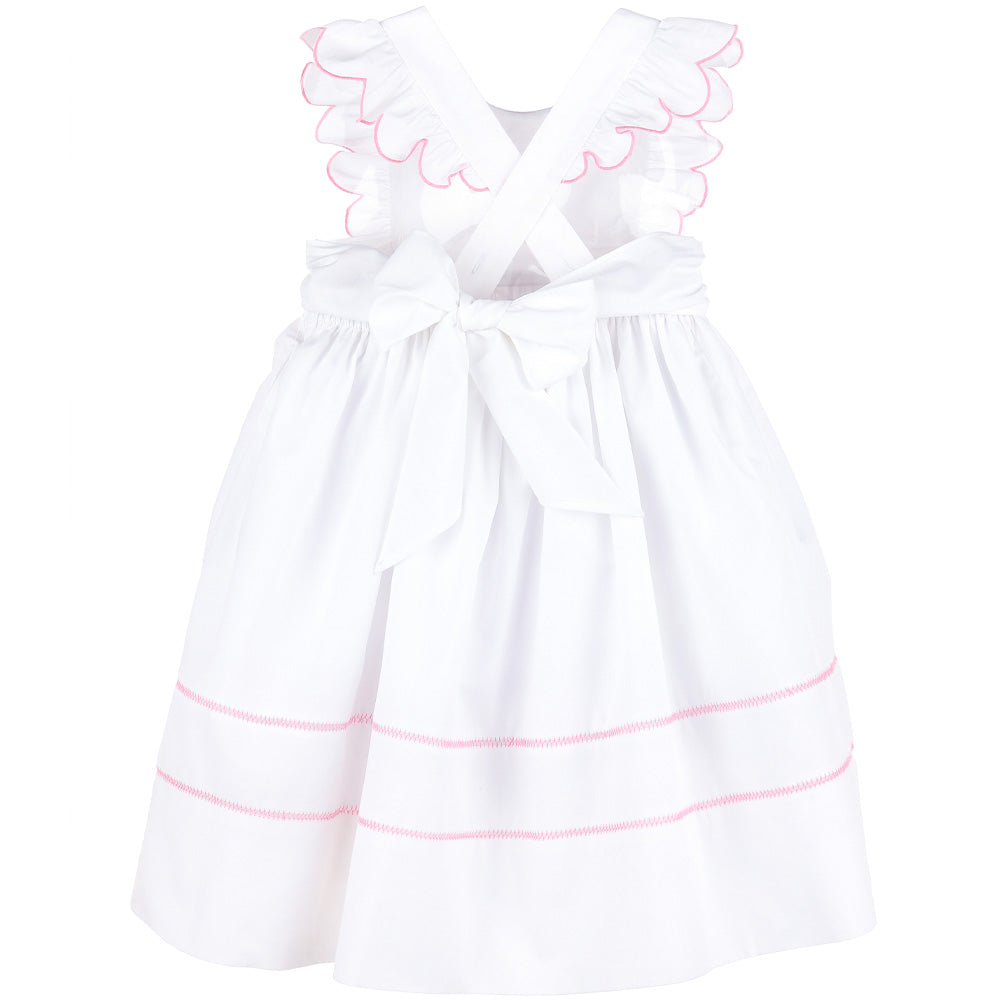 Girls White & Pink Broderie Dress K&K's Giving Tree