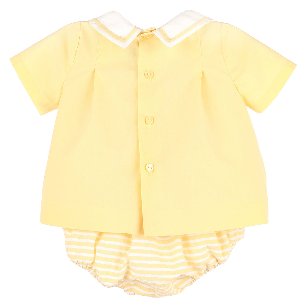 Yellow Sunny Top & Stripe Bloomer Set