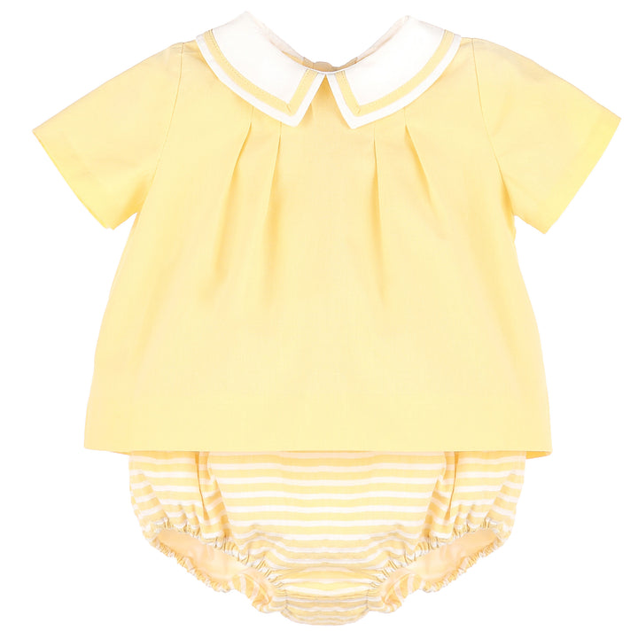 Yellow Sunny Top & Stripe Bloomer Set