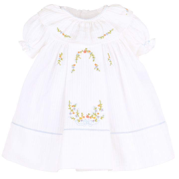 White/Blue Pumpkin Ruffle Dress