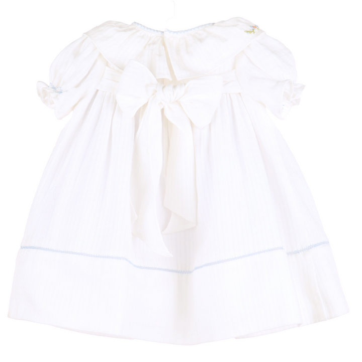 White/Blue Pumpkin Ruffle Dress