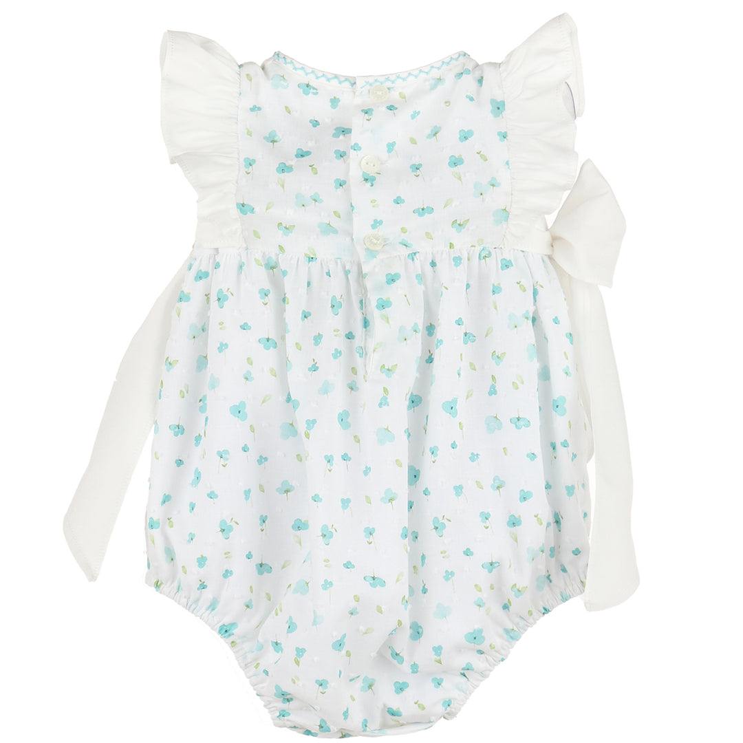 Aqua Azure Blooms Bubble w/ Bows