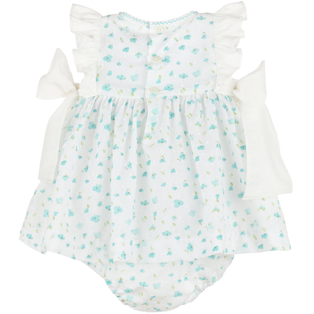 Aqua Azure Blooms Dress w/ Bows