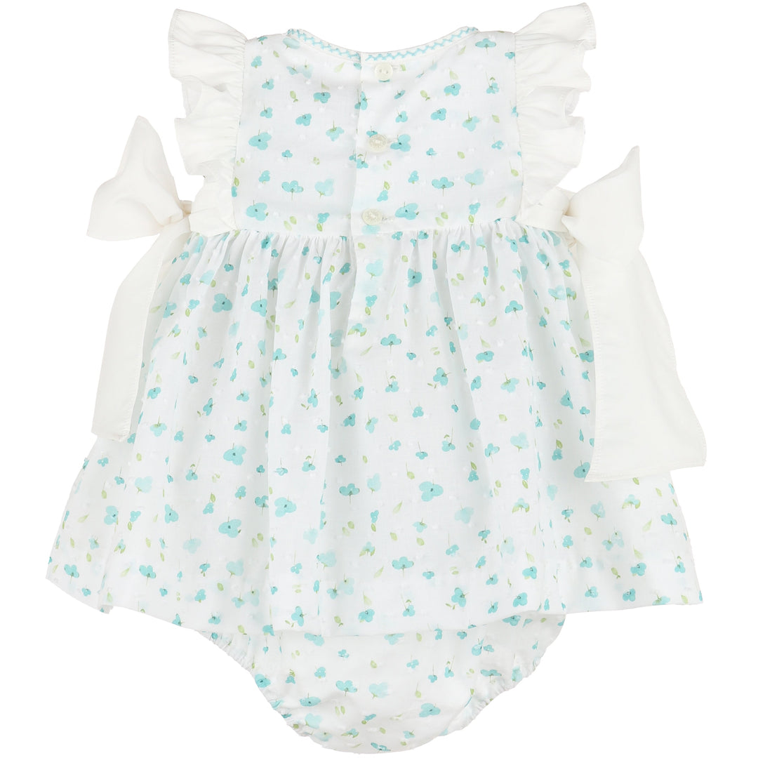 Aqua Azure Blooms Dress w/ Bows