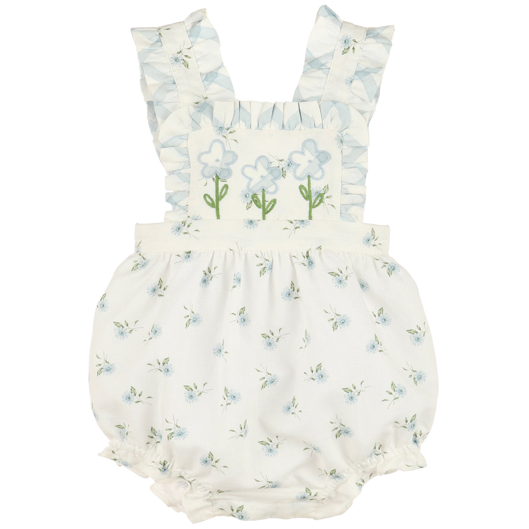 Blue WaterColor Flora Sunsuit