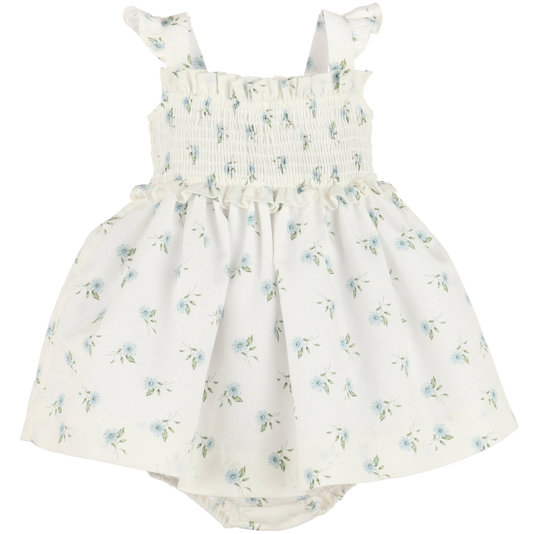Blue WaterColor Flora Smock Sundress