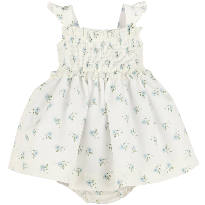 Blue WaterColor Flora Smock Sundress