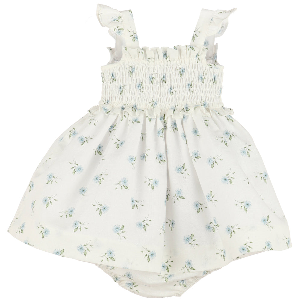 Blue WaterColor Flora Smock Sundress