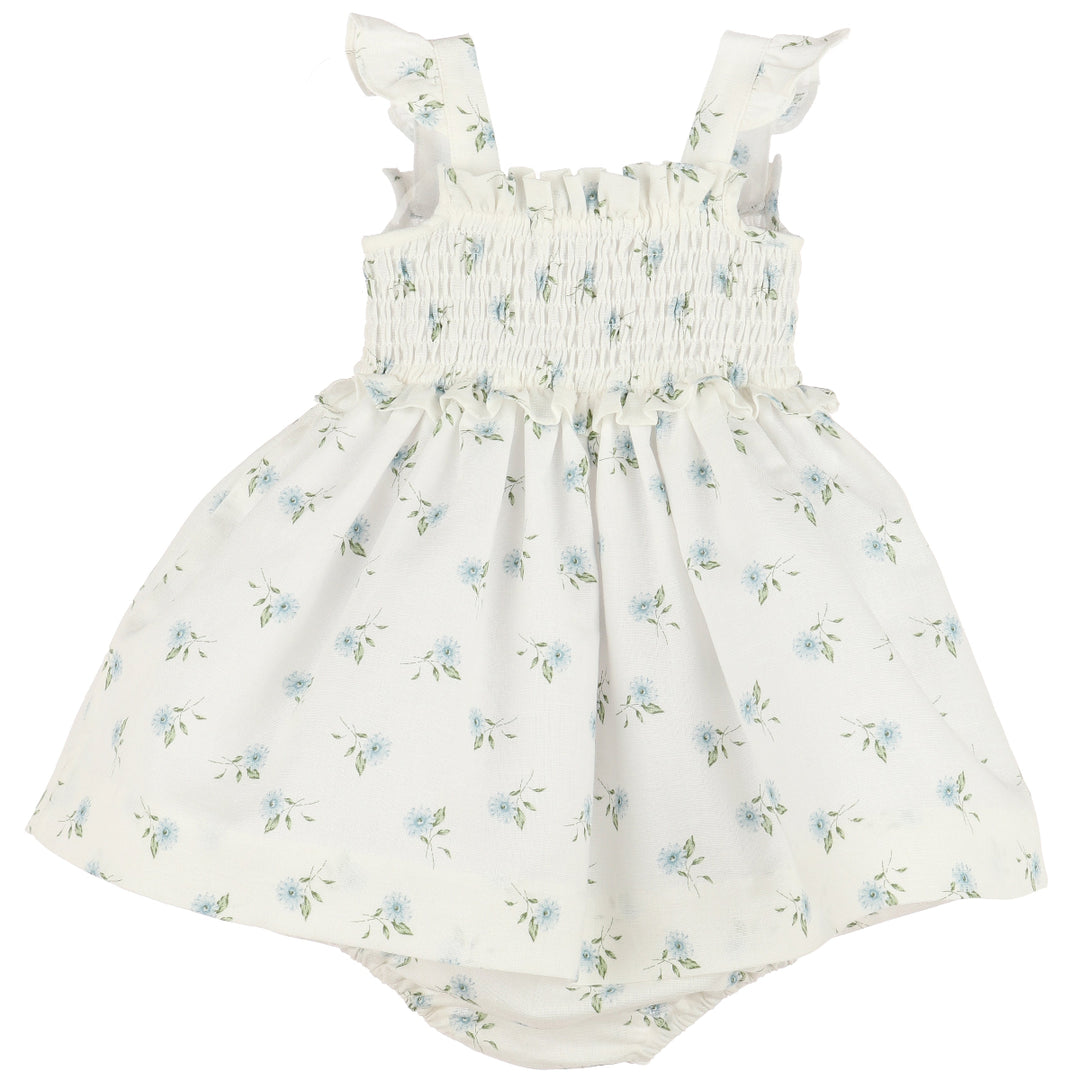 Blue WaterColor Flora Smock Sundress