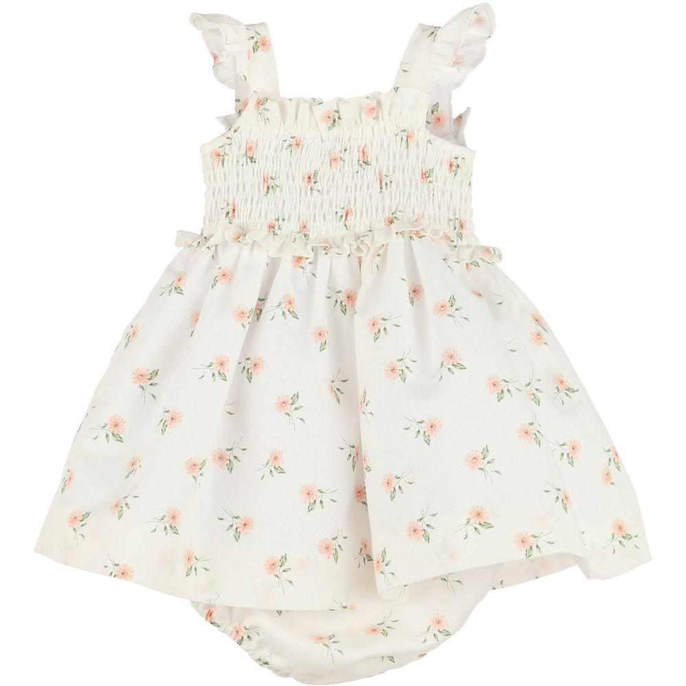 Orange WaterColor Flora Smock Sundress