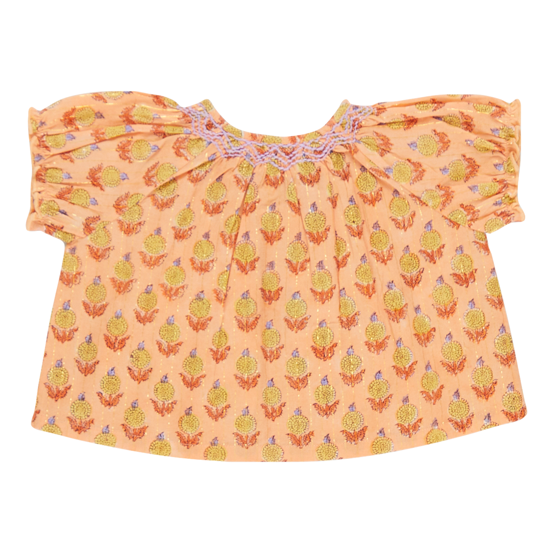 Girls Short Sleeve Ava Top - Orange Dahlia
