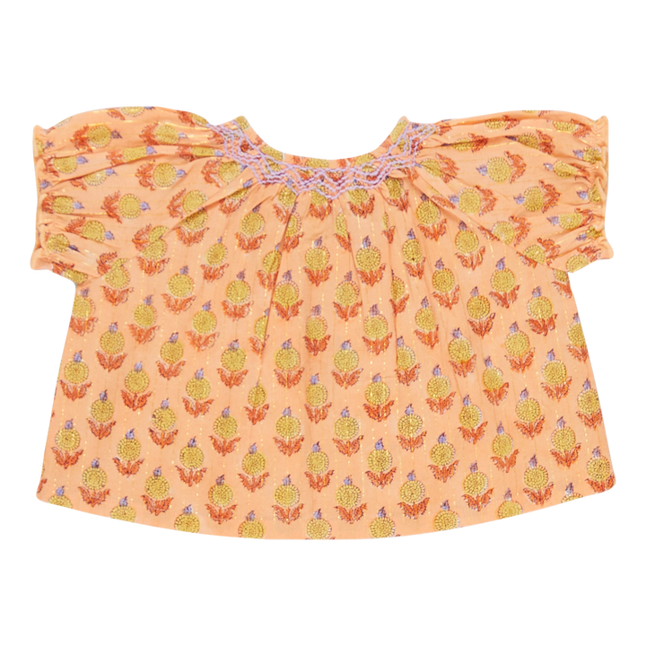 Girls Short Sleeve Ava Top - Orange Dahlia