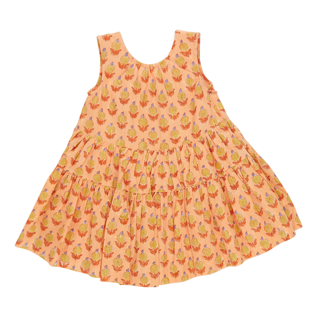 Girls Eloise Dress - Orange Dahlia