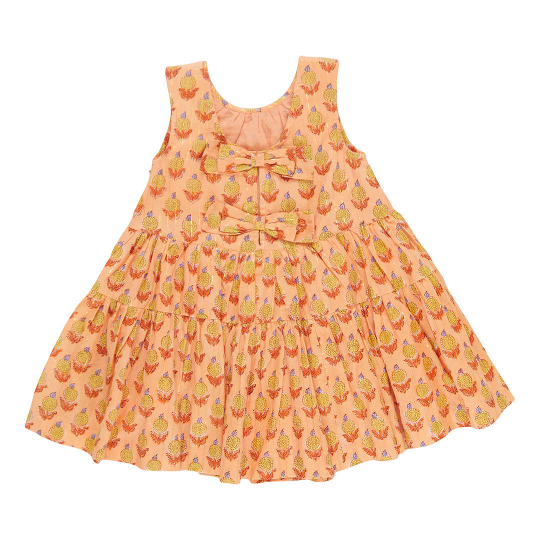 Girls Eloise Dress - Orange Dahlia