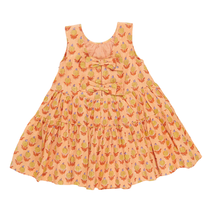 Girls Eloise Dress - Orange Dahlia
