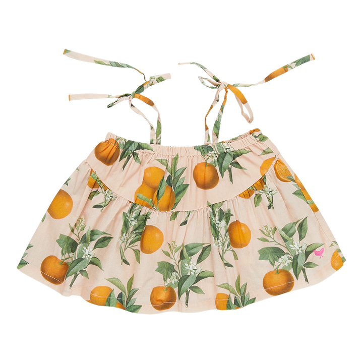 Girls Stella Top - Pink Botanical Oranges